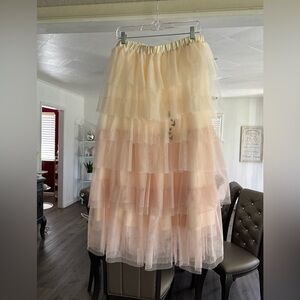 Elegant Cream Layered Tulle Skirt